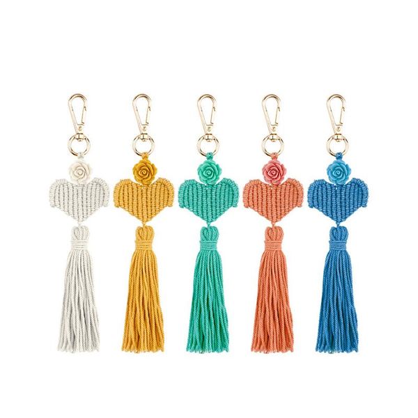 

1pc new style bohemia love flowers tassel diy jewelry garments bag decorative accessories key chain pendant craft cotton tassels h wmtqrp