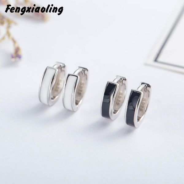 

100% authentic 925 sterling silver drop earrings jewelry earrings black/white drop glaze round for women, Golden;silver