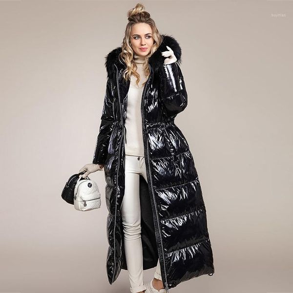 

2020 new winter jacket women thick parka plus size x-long bio fluff hooded winter coat european style warm outwear1, Black