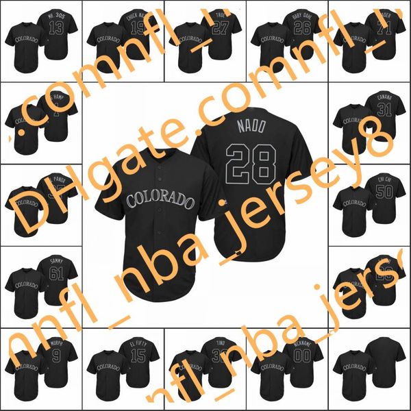 

colorado rockies men #28 nolan arenado 19 charlie blackmon 27 trevor story women youth players' weekend replica custom jersey, Blue;black