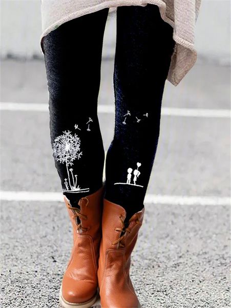 

new print stretch & slim bottom pants, Black