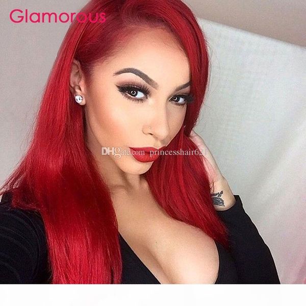 

brazilian hair wig human hair lace wig celebrity fashion full lace colored wig red human hair lace wigs 12 to 26inch, Black;brown