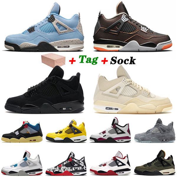

with box 2021 basketball shoes 4 4s university blue starfish black cat sail off men women white cement retro trainers sneakers, White;red