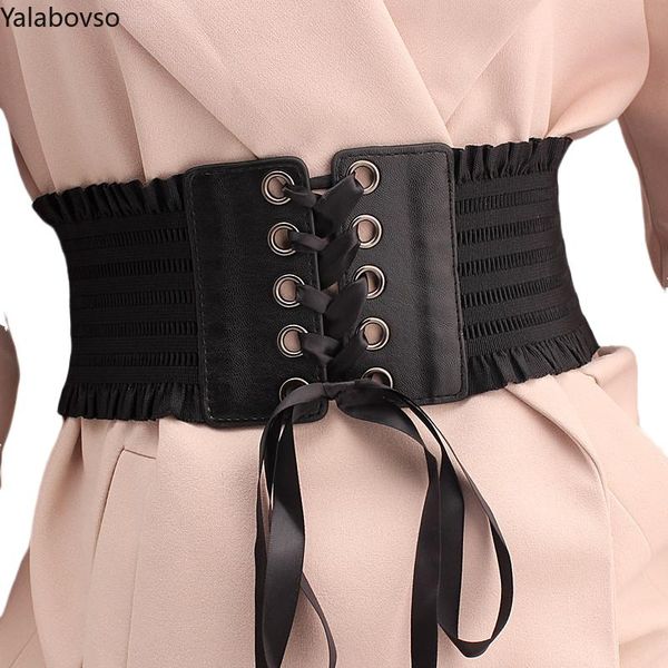 

2020 black color fashion lace edge waist belt all match women belt pu patchwork wasit bet female for women bandage z3, Black;brown