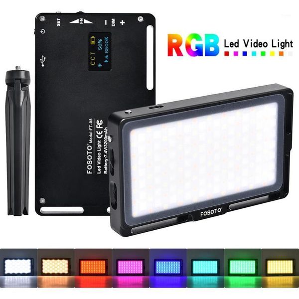 

flash heads fosoto ft-08 mini pography light rgb led video 2500k-8500k dimmable full color studio vlog fill for dslr camera1