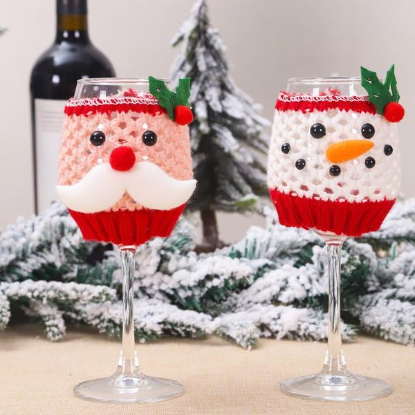 

wine glass set snowman santa claus decorations for home christmas cup cover decor happy new year dwb2364