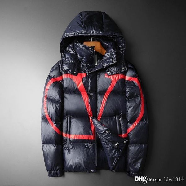 

мужская зимняя куртка с капюшоном вниз куртка новой зимней одежды мужской распечатанный пушистый пуховик красивый модный городской тренд теп, Black