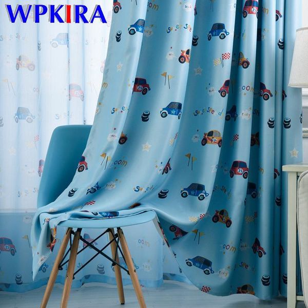 

curtain & drapes cartoon car pattern for boys children's bedroom livingroom blackout curtains yarn cute baby room custom wp146&4