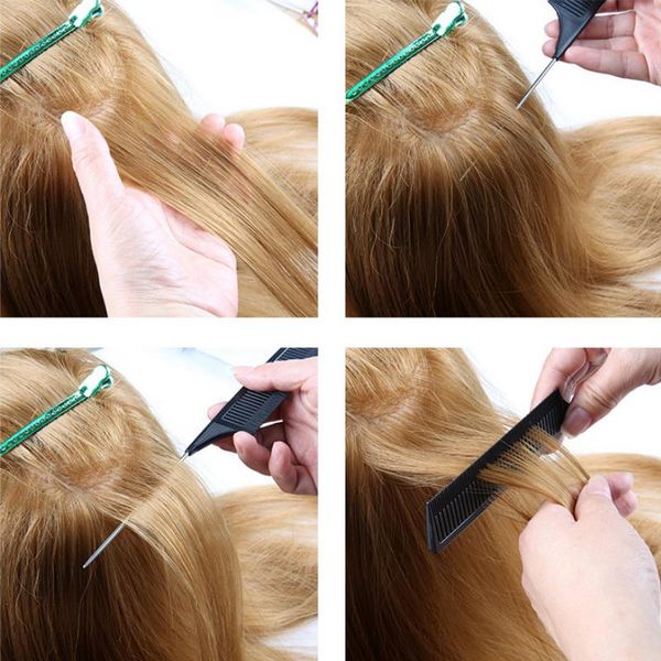 

highlight fine-tooth hair styling comb heat resistant pin rat tail comb separate parting hair salon professional comb q jllzsy, Silver