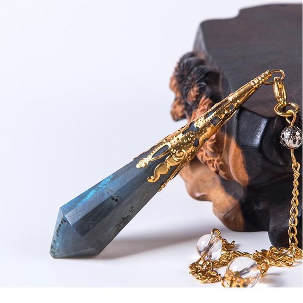 

natural labradorite pendulum for dowsing natural stone pendant healing crystals pendule chakra crystal qylvbw, Black