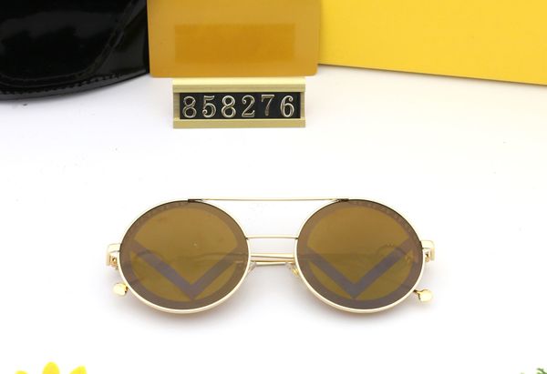 Occhiali da sole rotondi classici Brand Design UV400 Eyewear Metal Gold Frame Occhiali da sole Uomo Donna Mirror 858276 Occhiali da sole Polaroid Glass Lens