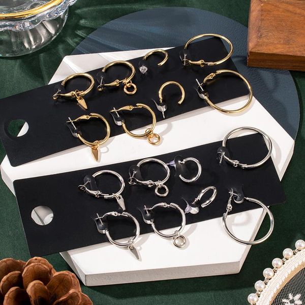 

dangle & chandelier 2021 fashion gold earrings multiple big circle hoop for women girls birthday jewelry steampunk ear clip gift, Silver