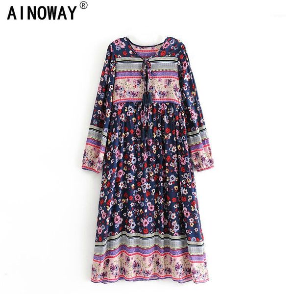 

vintage chic women flare sleeve purple floral print beach bohemian v-neck maxi dress ladies rayon summer boho dress1, Black;gray