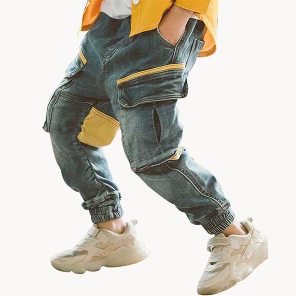 

jeans for boy patchwork boys jeans casual cargo pants kids jeans pants school spring autumn novelty teenage clothes for boys y200409, Blue