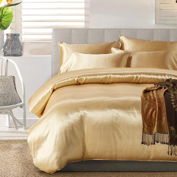 

bedding sets 100% satin silk bed linen set home decor luxury  king duvets cover bedclothes quilt duvet pillow case1