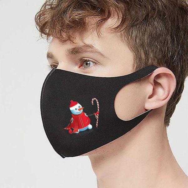 

cosplay christmas party decoration mask for face fashion printed masks reusable mouth cover santa claus face mask sqckud pingtoy, Black