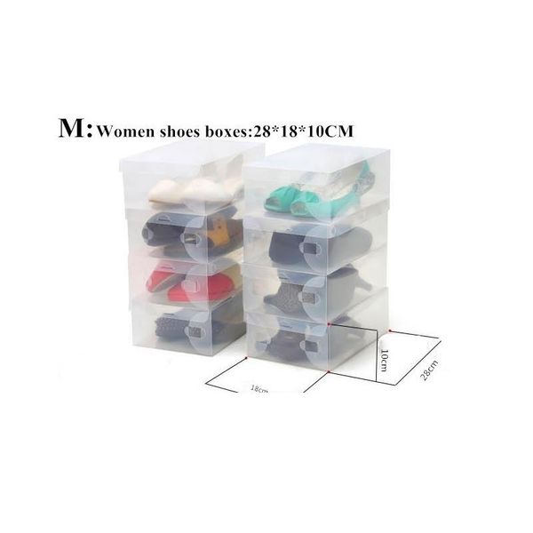 

6pcs children/women/men transparent makeup organizer clear plastic shoes storage boxes foldable shoes case hol jllrer