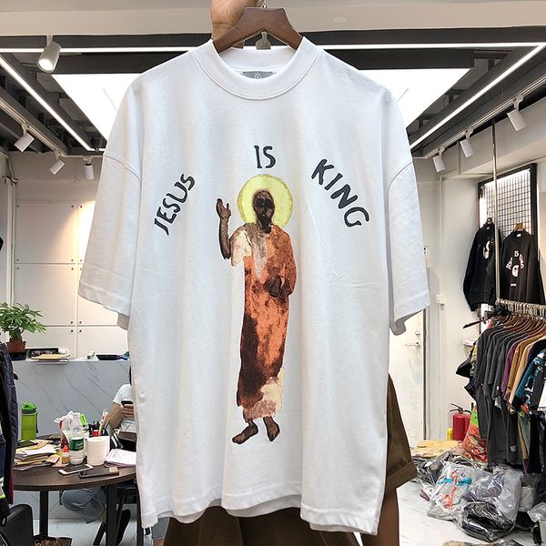 

jesus is king t-shirt kanye west t-shirts portrait of jesus print jesus is king tee oversize hip hop x1214, White;black