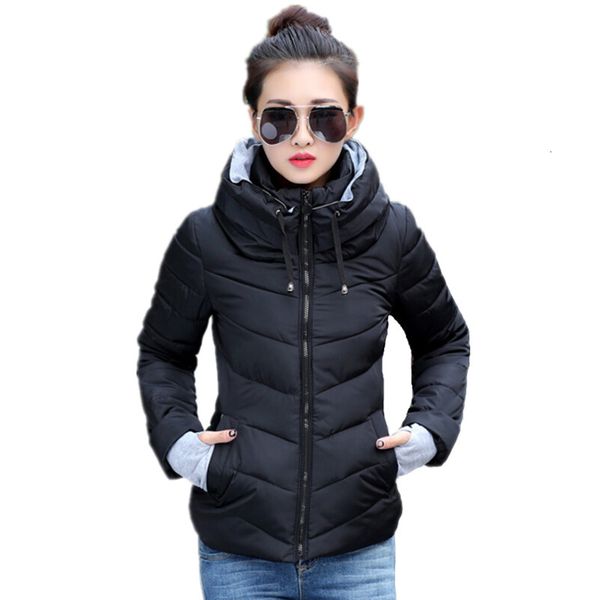 

2021 winter jacket women plus size womens parkas thicken outerwear solid hooded coats short female slim cotton padded basic t191114, Black;brown