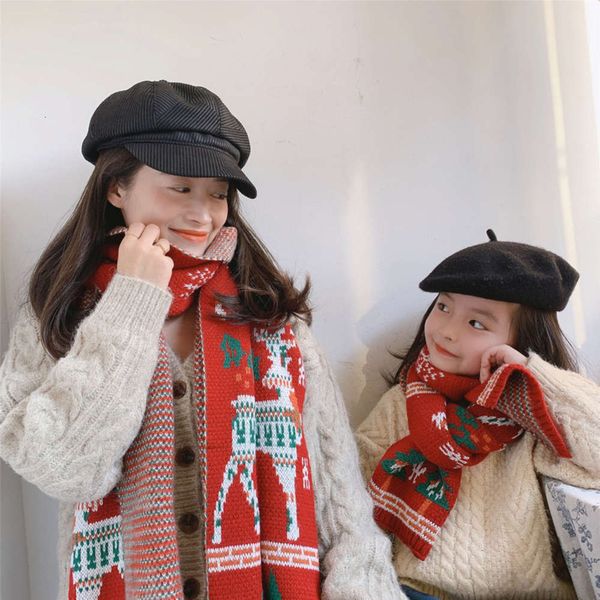

children's parent child fawn christmas gift knitted winter thickened comfortable warm korean long scarfl6ec 7uv6, Red;brown