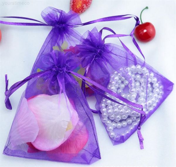

bags 100 pcs jewelry pouches purple with drawstring bag organza gift packing ju0011
