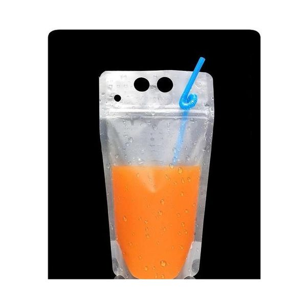 

fedex/dhl drink pouches bags frosted zipper stand-up plastic drinking bag with straw with holder reclosable jllipj eatout