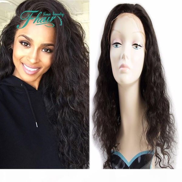 

full lace human hair wigs water wave peruvian lace front wigs with baby virgin hair wig for black women 8"-32"inch length, Black;brown