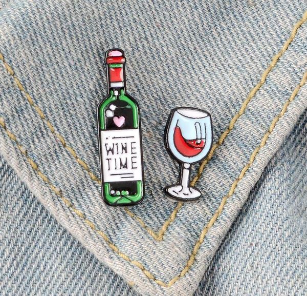 

brooches mini wine and wine glasses couple enamel badge for lovers friend pins gc752, Gray