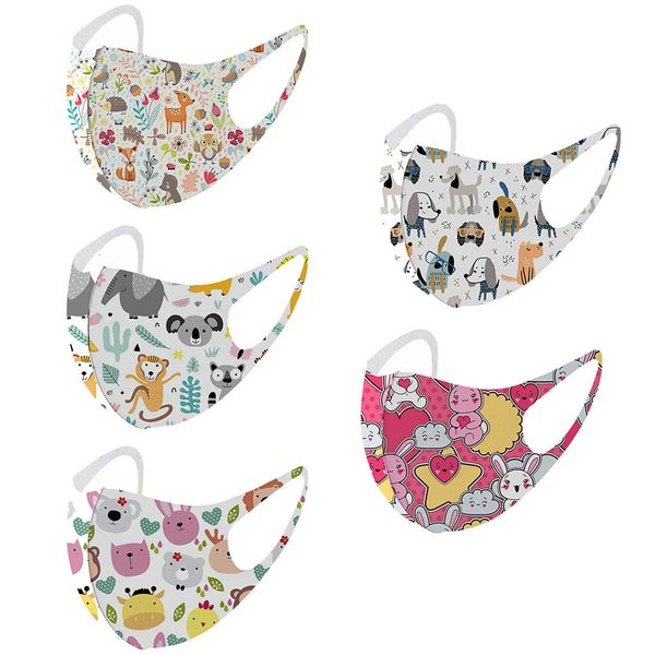 

cartoon washable kids ice silk masks reusable mask for child dustproof face covering