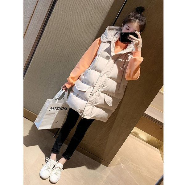 

2020 new down cotton vest women winter wear students korean style wild fashion ladies vest new western style, Black;white