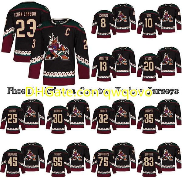 

phoenix arizona coyotes black alternate stitched jersey 23 oliver ekman-larsson 81 phil kessel 16 max domi custom hockey jerseys, Black;red