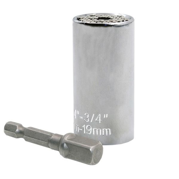 

professional hand tool sets 2pcs tools 7-19mm universal socket wrench head multifunctional torque sleeve with drill adapter for repair 002