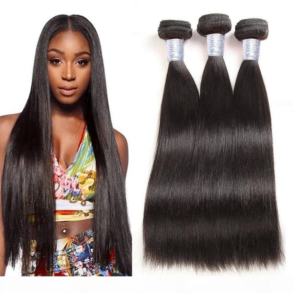 

unprocessed brazilian virgin human hair bundles peruvian straight hair weaves 3pcs lot 8"-30" 1b soft malaysian remy weaving hair, Black