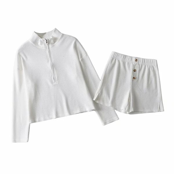 

new installs the 2021 spring collar and plaid long-sleeve shirt + shorts suit 0yc0, White