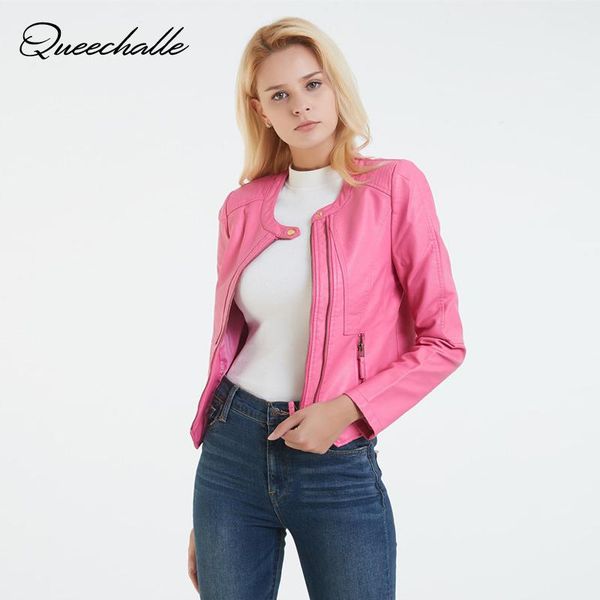 

women's jackets queechalle 2021 spring autumn jacket women faux soft leather long sleeve motorcycle biker coat female zipper pu, Black;brown