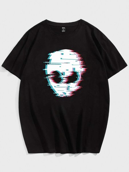 

romwe guys alien graphic tee t54i#, White;black