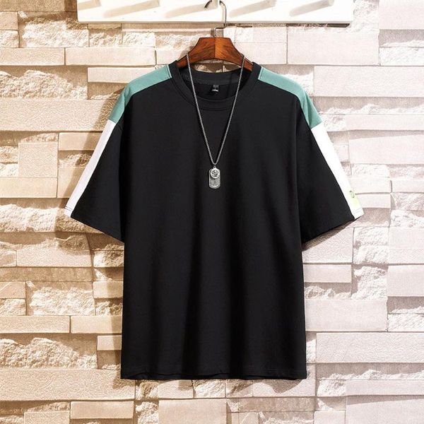 

men's t-shirts home&nest summer men's casual contrast o-neck t-shirt patchwork short sleeve cotton 20211, White;black