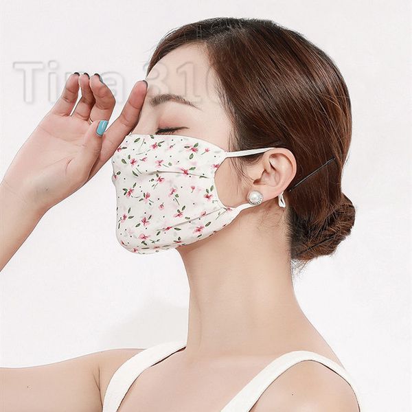 

chiffon printed floral mask face anti dust washable broken flowers double layer mouth muffle designer masks t2i51180