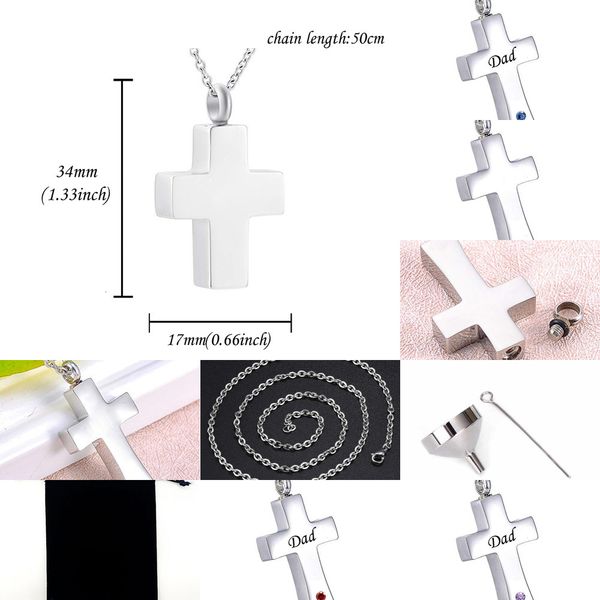 

dad fashion cross necklace for ashes keepsake memorial urn pendant stainless steel cremation jewelry35gl