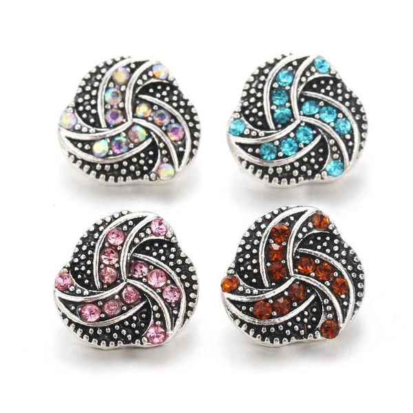 

10pcs lot windmill style snap jewelry 12mm snap buttons with rhinestone charm button fit snap bracelets bangles for women h qylnvl
