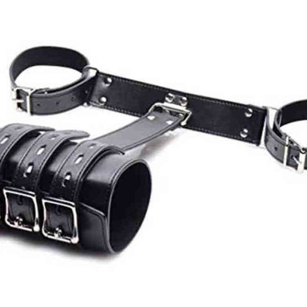 Nxy Sm Bondage New Pu Leather Arm Binder Manette Bdsm Restraint s Dietro la schiena Camicia di forza Giocattoli sessuali per coppie 1223