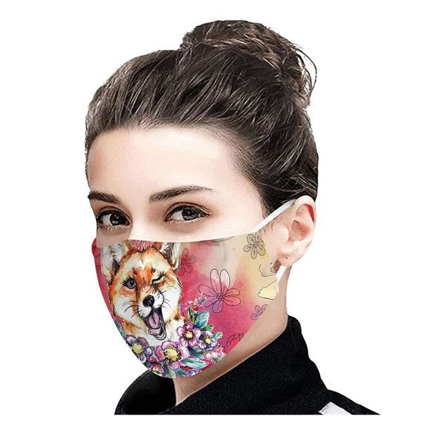 

pplonew animal creative cat reusable 1pc mask flower 3d print anime mouth muffle dustproof breathable protective c