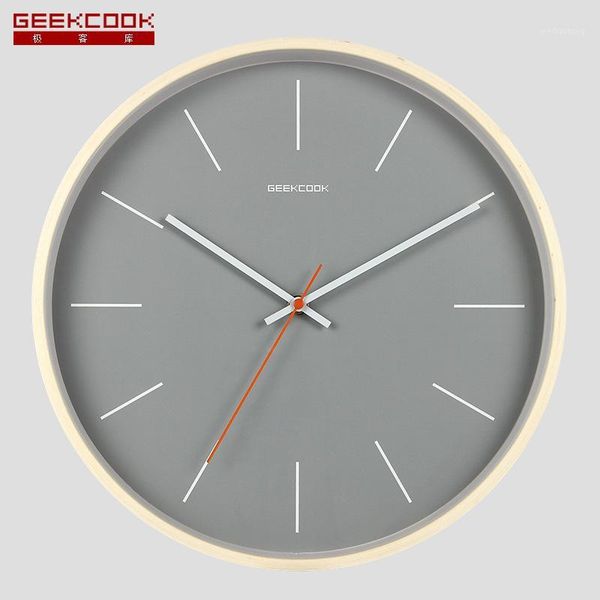 

wall clocks wood frame clock battery operated non ticking home decor gray hanging watch 14 inch1