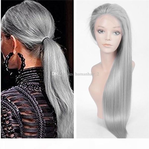 

grey human hair front lace wig sliver grey side part full lace wig russian virgin 100% human hair for black women, Black;brown