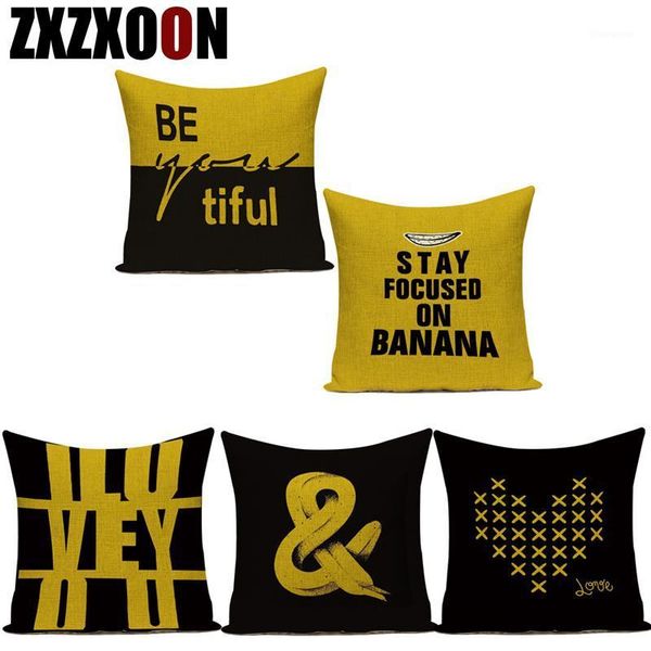 

cotton linen yellow simple geometric animals letter decorative pillows cushion cover for sofa home living room almofadas1