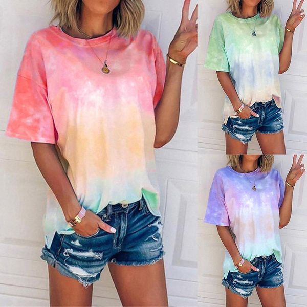 

nebula printed women t-shirt tie dye ladies tshirt tee shirt short sleeve summer round neck fashion female t shirt d30, White