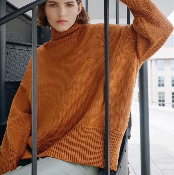 

2021 new women's turtlenecks large solid dimensions long sleeves knitted or crocheted sweaters office ladies'clothes winter clothe, White;black