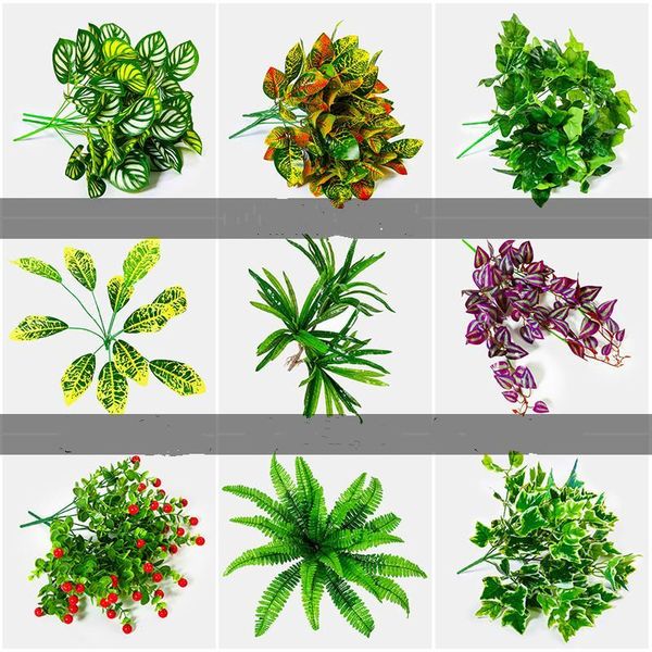 

decorative flowers & wreaths 1pcs artificial turf grass plant lawn diy green vines branch wedding decor fake tree leaf outdoor wall accessor