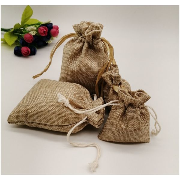 

500pcs fabric jute bags gift packaging bag gift bag drawstring cotton bag for christmas party wedding jewelry pouch diy handmade f wmttts