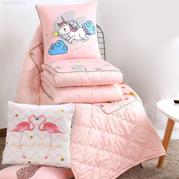 

adorehouse 2 in 1 foldable square sofa throw pillow back cushion home office printed quilt blanket